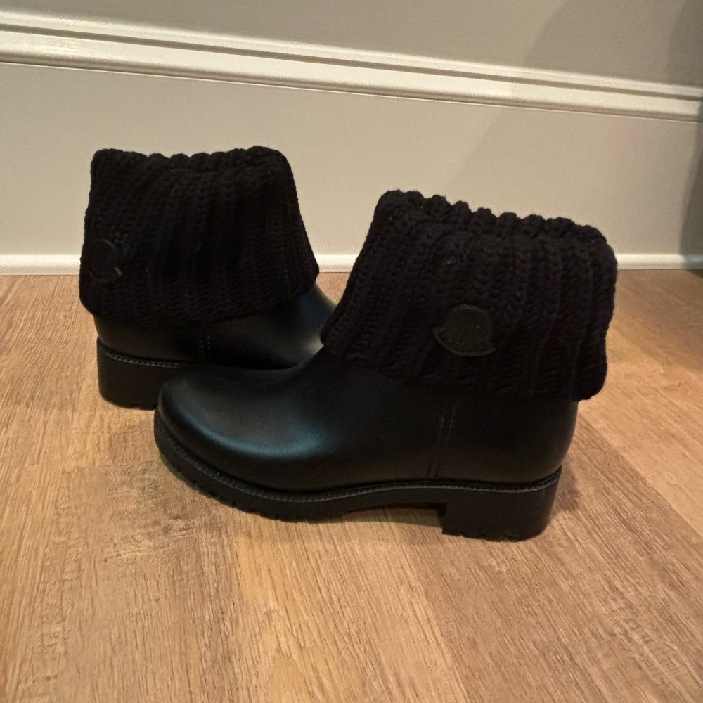 Moncler Waterproof Boots with Knit Top